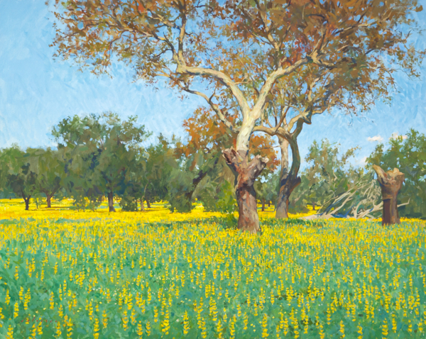 oil painting of a field of 