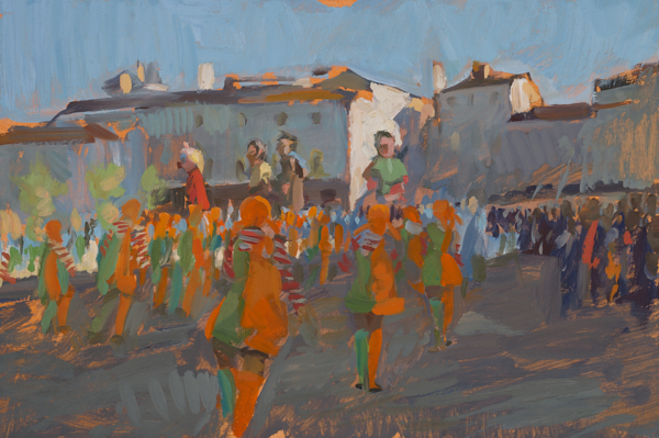 Oil painting of Carnival in Estremoz