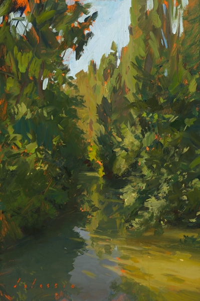 Plein air painting of the Baise river in Gascony. 