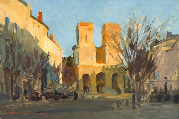 Plein air painting of Sainte-Marie cathedral in Auch